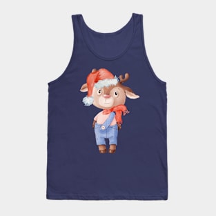 Cute & Adorable Baby Reindeer with Christmas Hat Tank Top